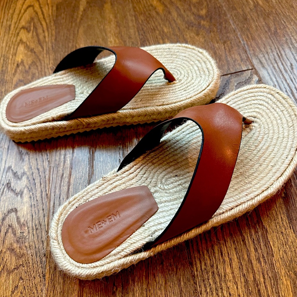 ME+EM Brown Leather Gladiator Sandals